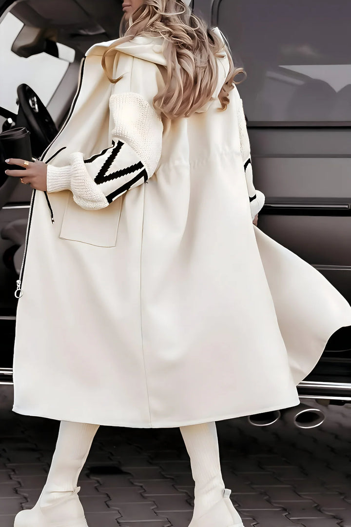 Arwen - Hooded Knit Sleeve Long Coat
