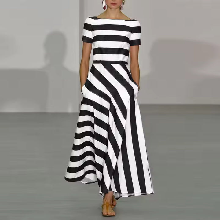 Zephyr - Elegant Striped Maxi Dress
